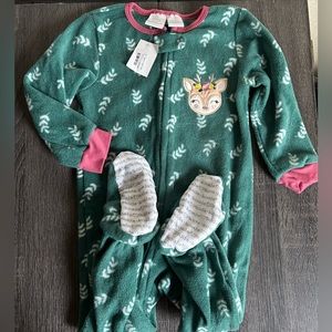 Koala Kids Toddler Girl Footed Pajamas 2T Reindeer